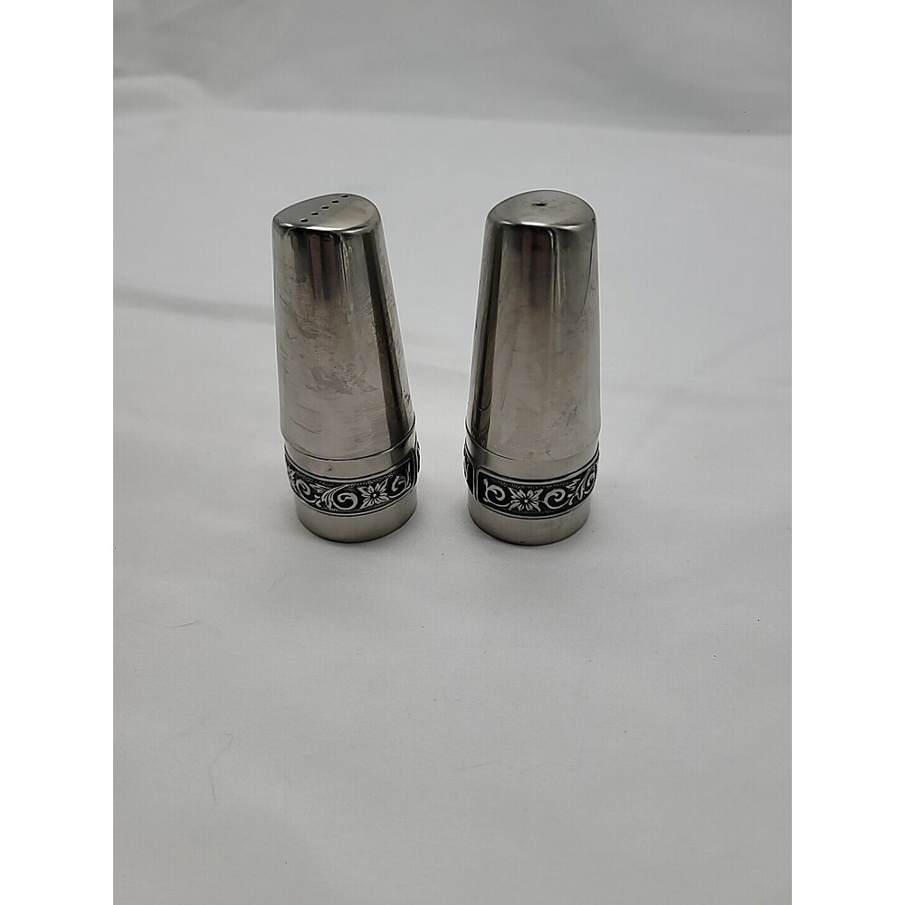 Vintage MCM Stainless Steel Salt & Pepper Shakers International Decorator, Japan